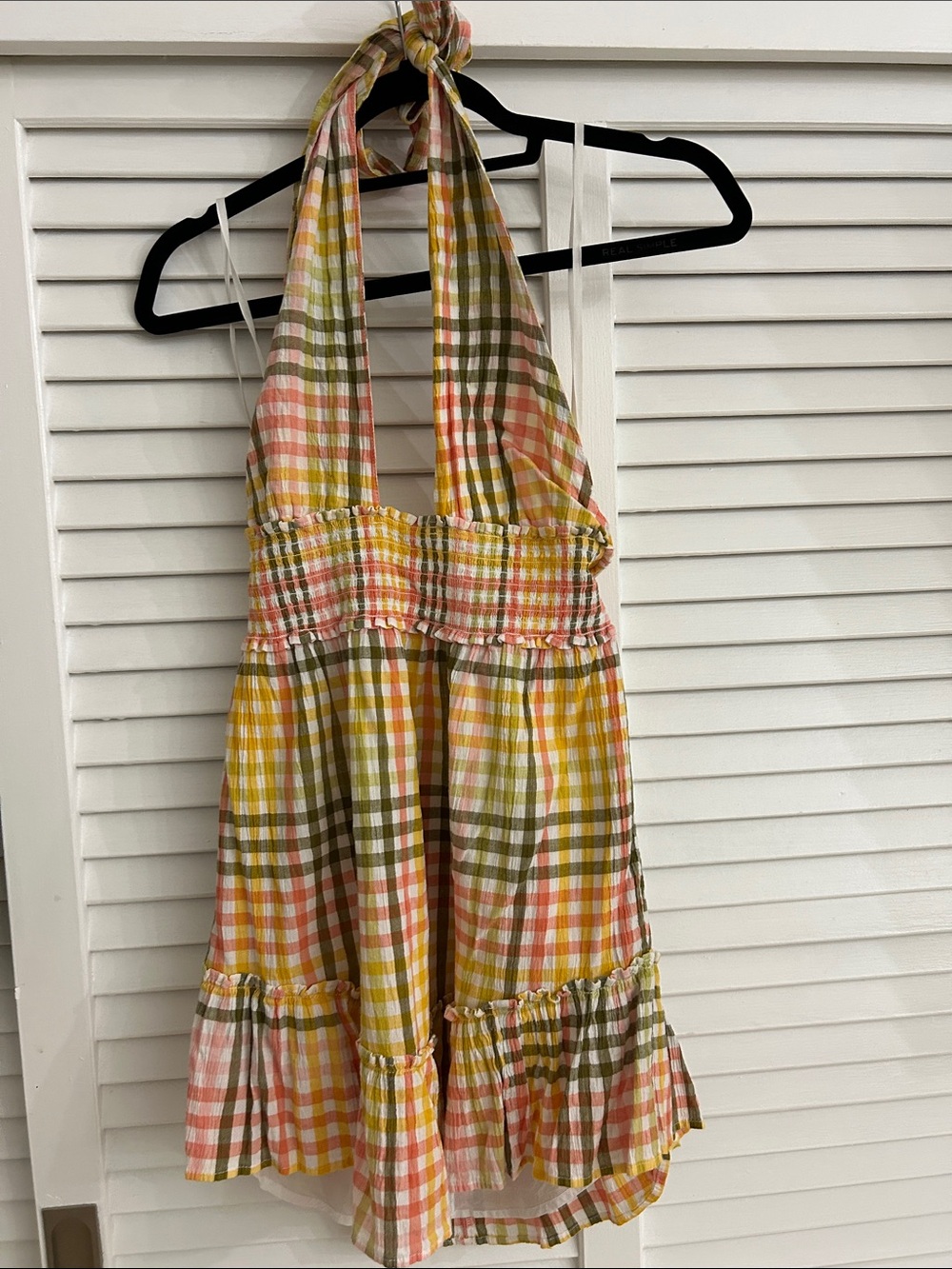 Halter Plaid Sundress in Yellow, Pink & Green